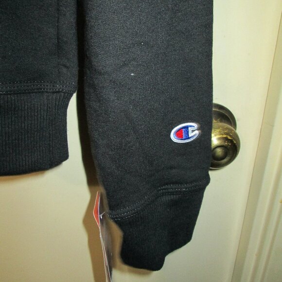 Champion Size USA small black hoodie with inside of hood light grey - Picture 2 of 3